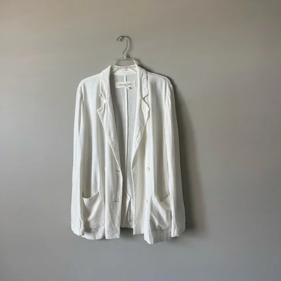 Treasure & Bond Bouncy Oversized Linen Cotton Blend Blazer Top - Picture 6 of 7